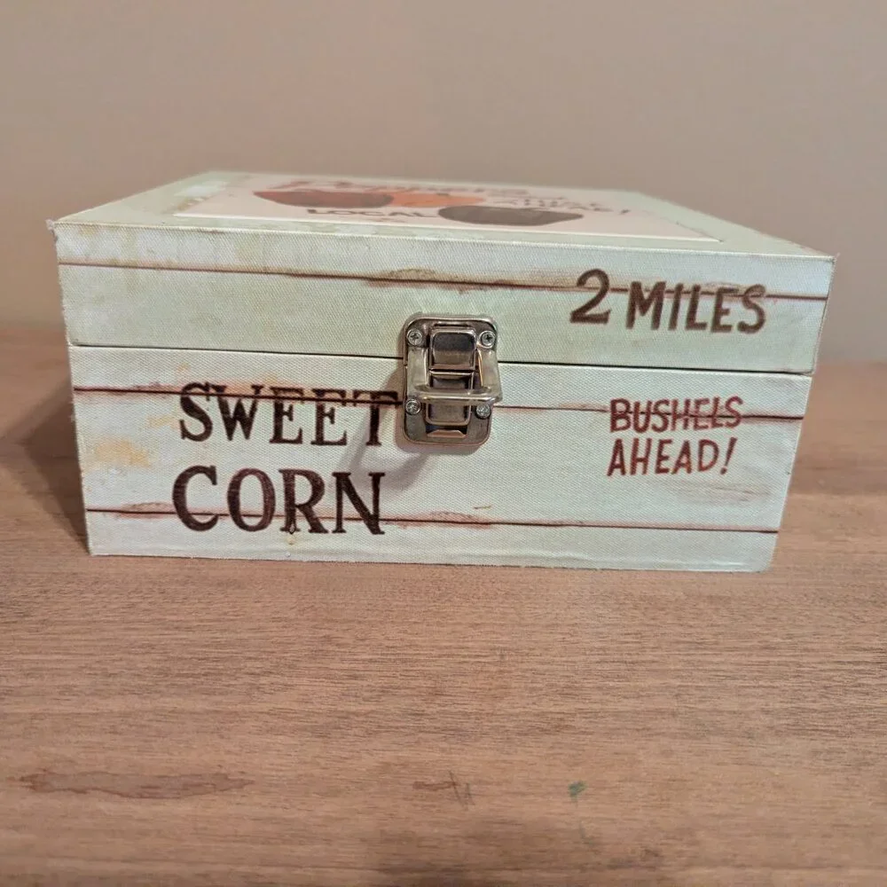Vintage Decorative Farmhouse Wooden Box With Buckle Closure